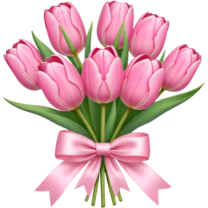 Pastel pink tulip bouquet with bow emoji