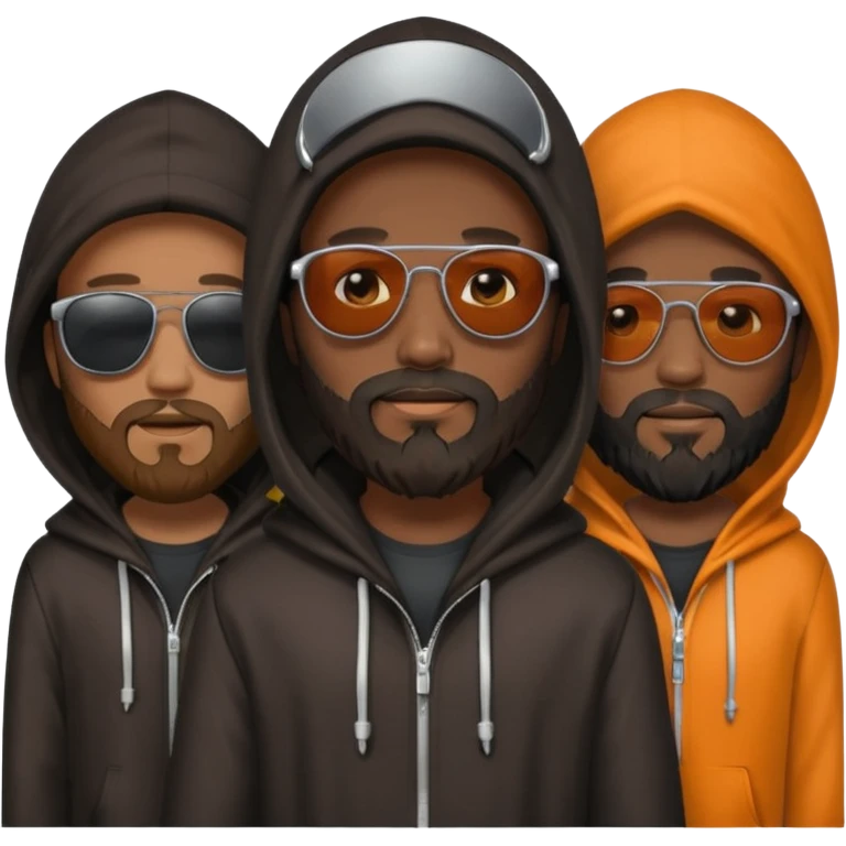 hooded people with beared with sunglasses emoji