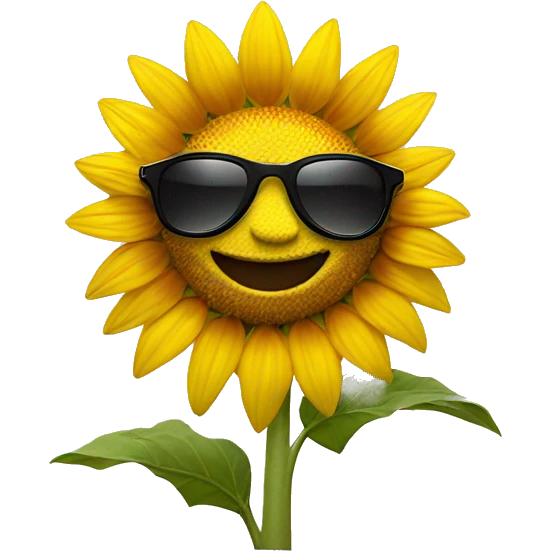 A sunflower wearing sunglasses. emoji