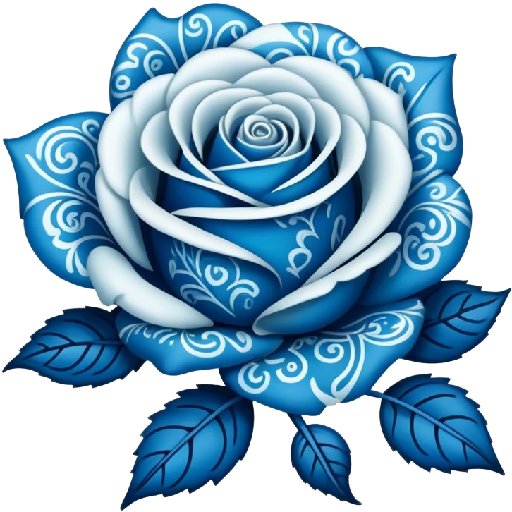 blue paisley printed rose  emoji