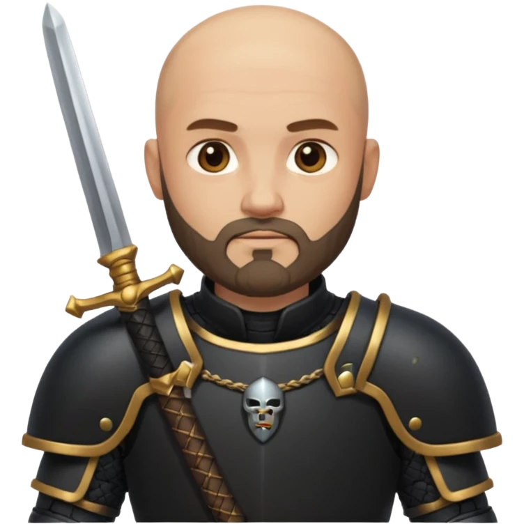 bald bearded  armed guards black armour emoji