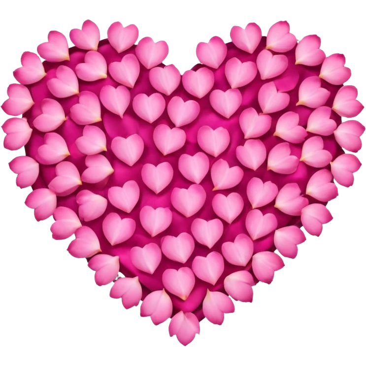 heart made of pink rose petals, delicate and romantic emoji