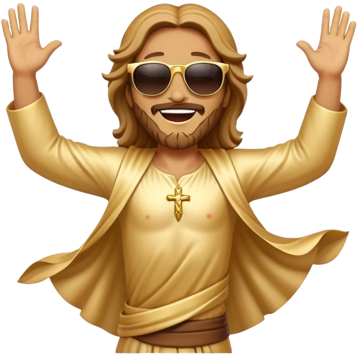 dancing figure of rejoicing Jesus with  sunglases golden  emoji