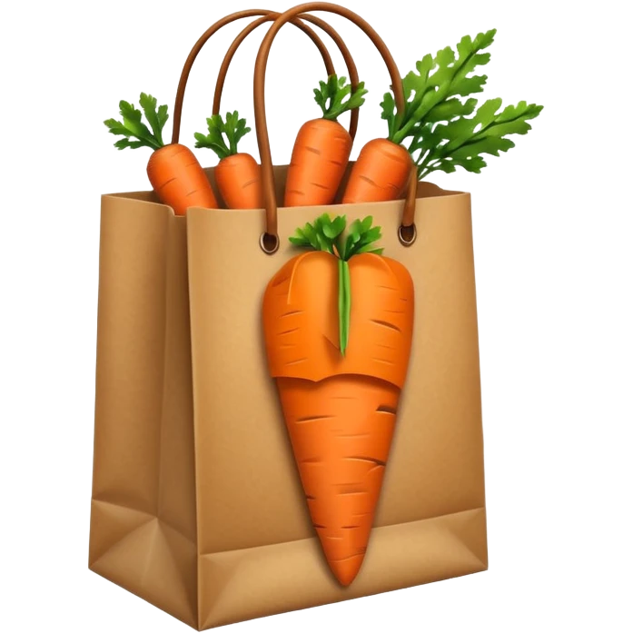 paper shopping bag with carrot inside. Transparent background emoji