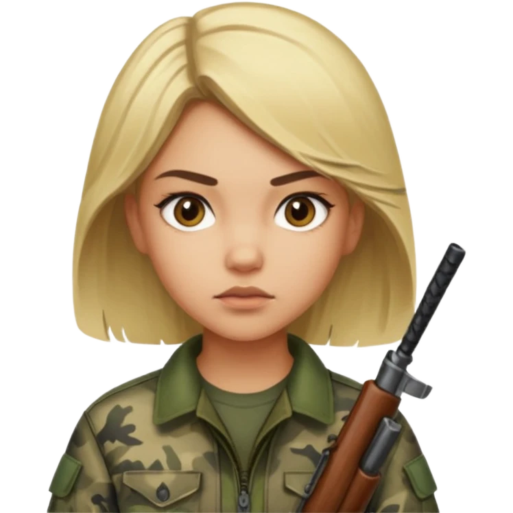Light skin Long blonde haired camo girl hunter emoji