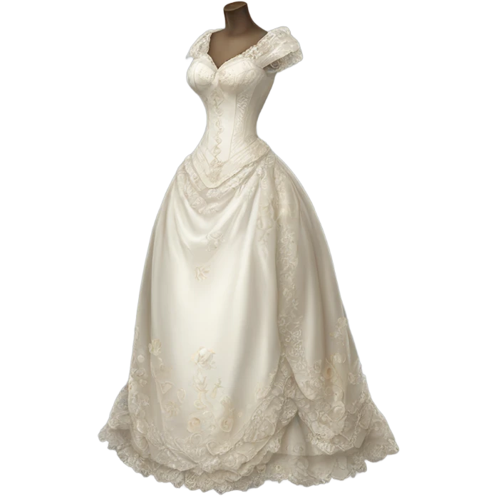 Hyper Realistic ornate victorian Wedding dress displays emoji