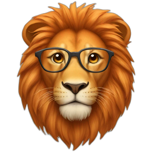 orange lion with glasses emoji