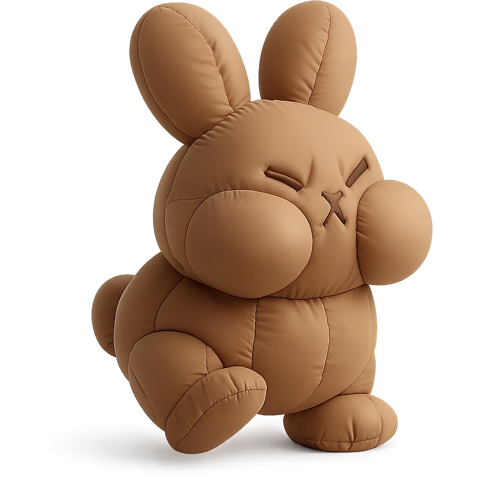 mocha bunny puffing cheeks, stamping foot, cushion style emoji
