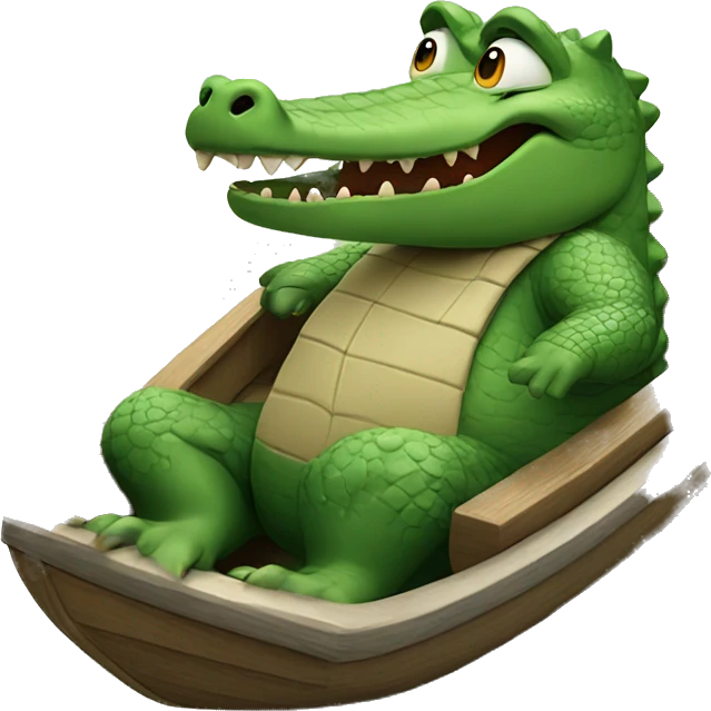 Crocodile driving a boat emoji