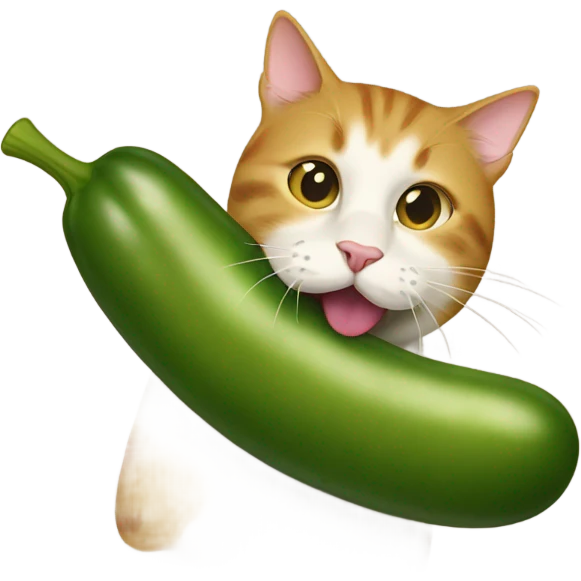 Cat eating pickles emoji