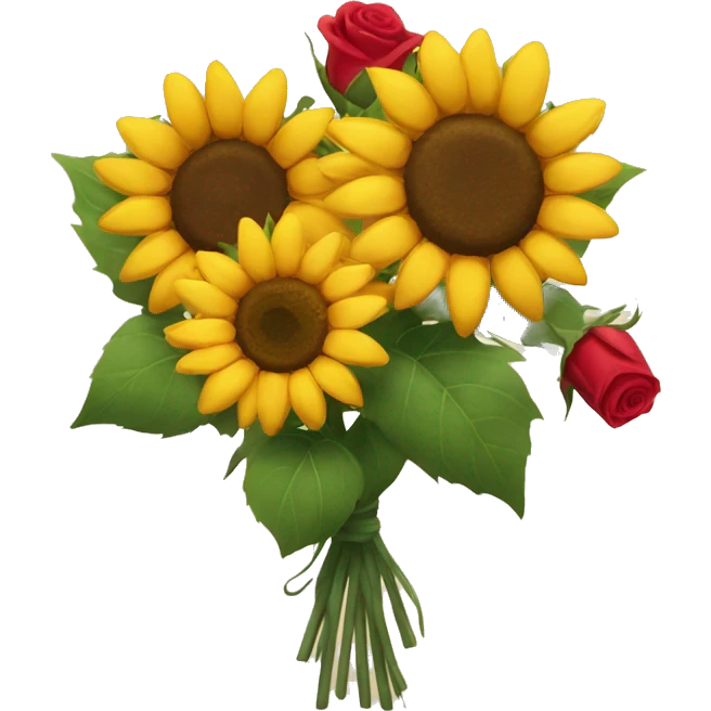 Sunflower and rose bouquet emoji