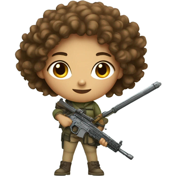 light skinned girl with curly hair with weapon emoji
