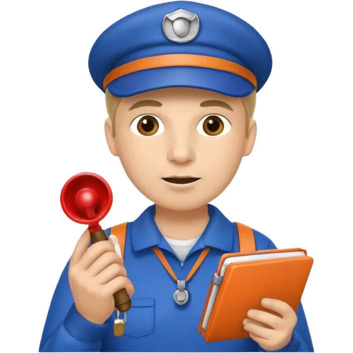 génère moi un émoji d'un coach avec un cahier dans la main un sifflet et une casquette emoji