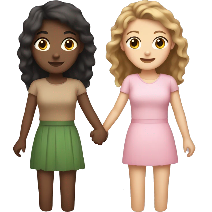Brunette white girls holding hands emoji