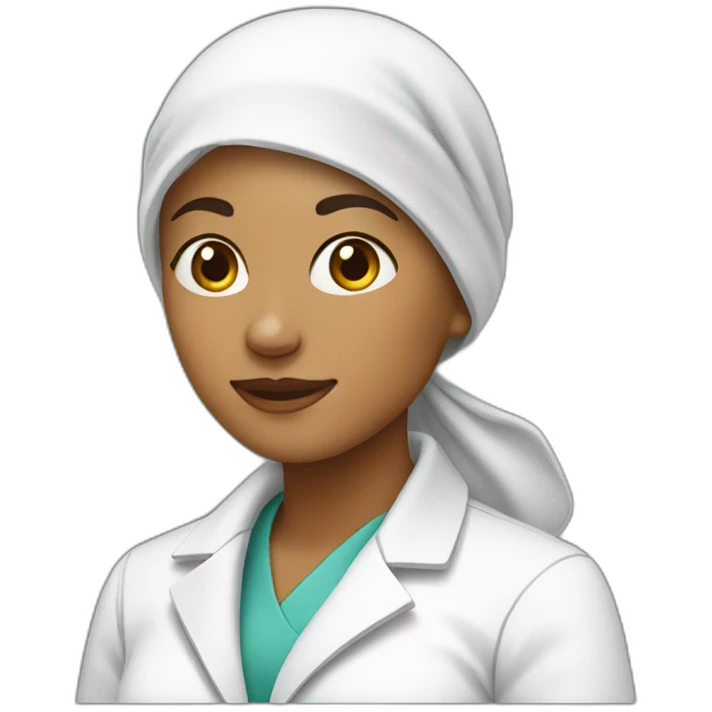 Woman wearing headscarf with lab coat on  emoji