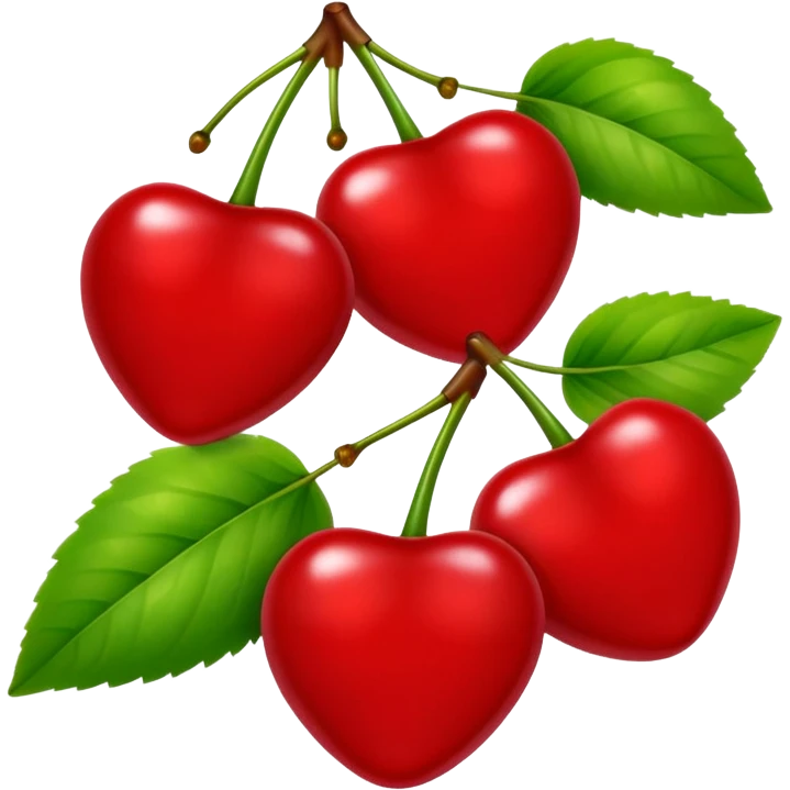 Two pair of red cherry with green leaves🍒 emoji