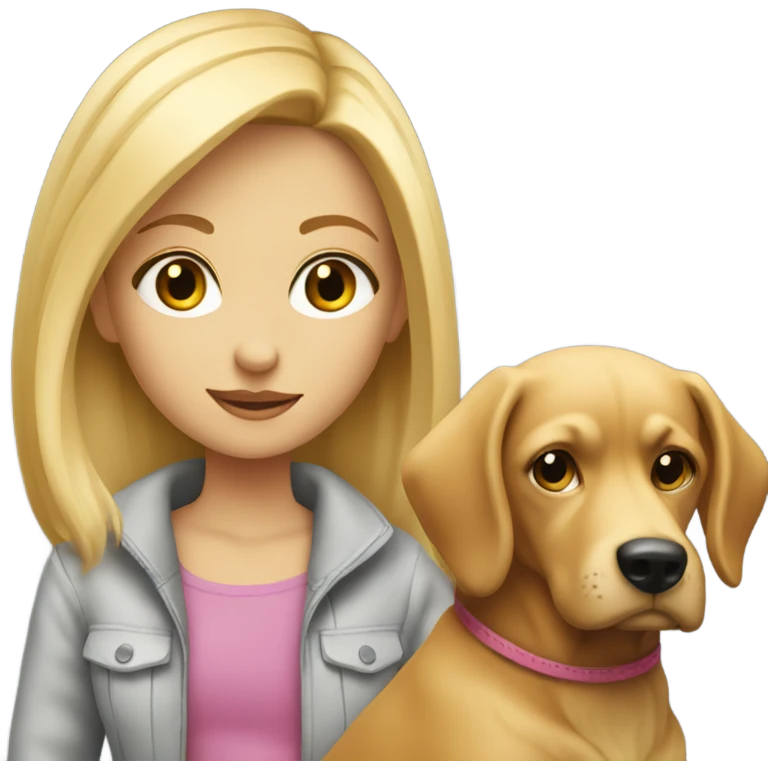 Blonder girl with q dog emoji