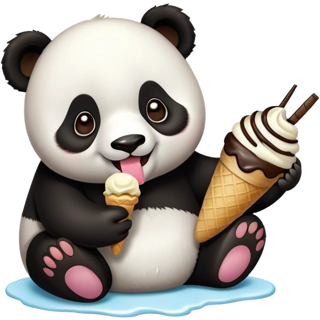Panda eating ice cream emoji
