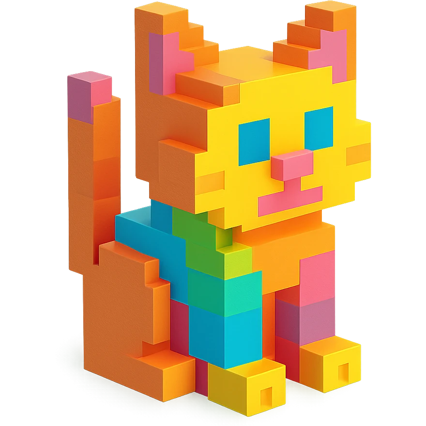 voxel style cat sitting emoji