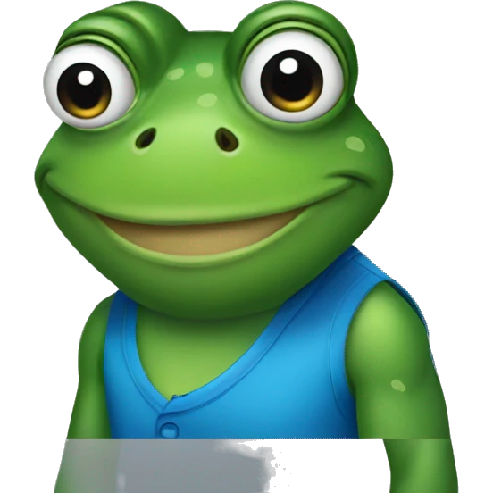 a frog wearing a blue sleeveless shirts emoji