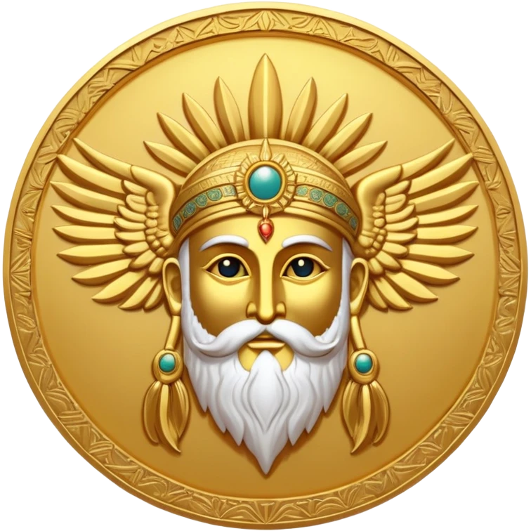 Zoroastrian Faravahar winged sun disc with bearded figure emoji