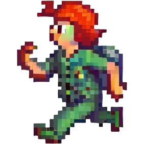 Peppino from Pizza Tower, pixel art style, running animation frame, exaggerated movement, no background emoji