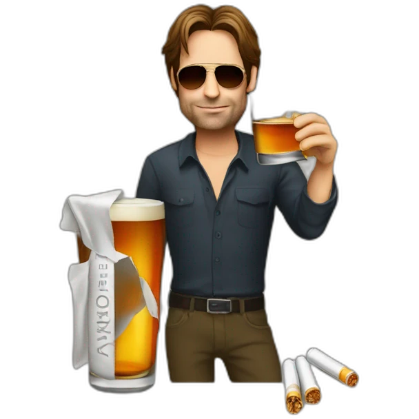 hank moody holds a glass of whisky and cigarettes emoji