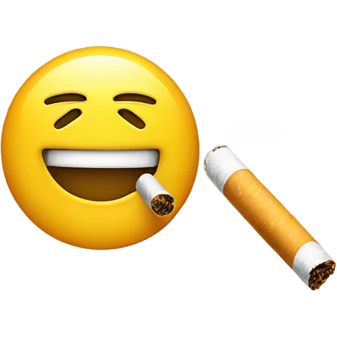 Yellow face with a rolled cigarette next to face emoji
