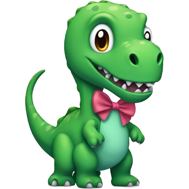 Dino with a bow emoji