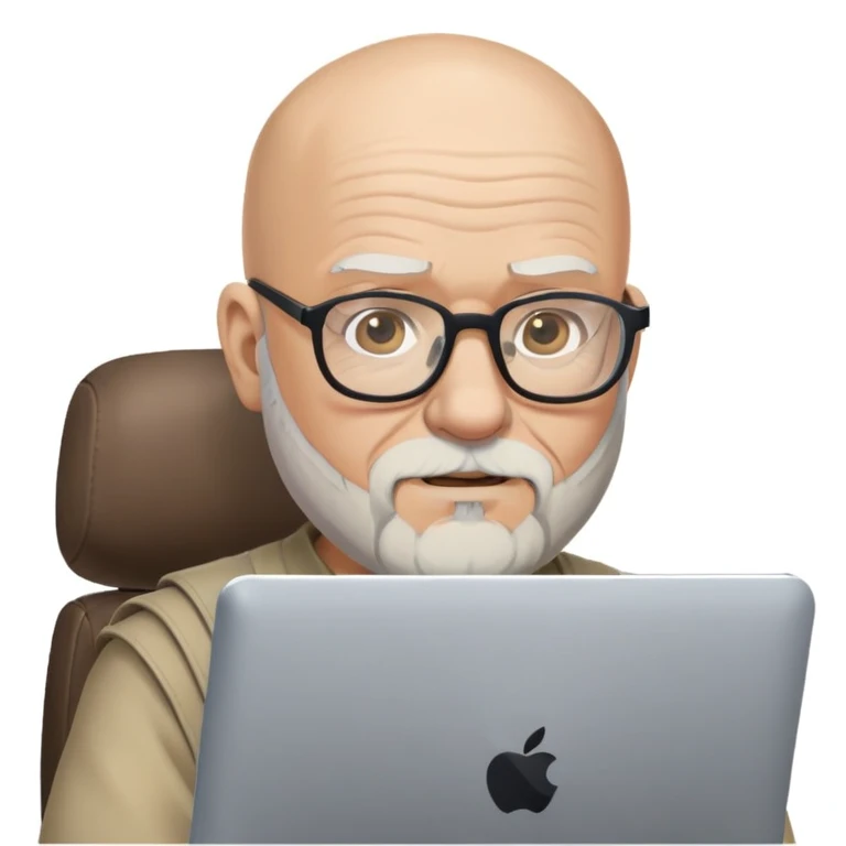 old bald bearded mane with glasses computer gaming emoji