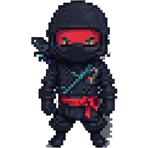 ninja pixel art character emoji