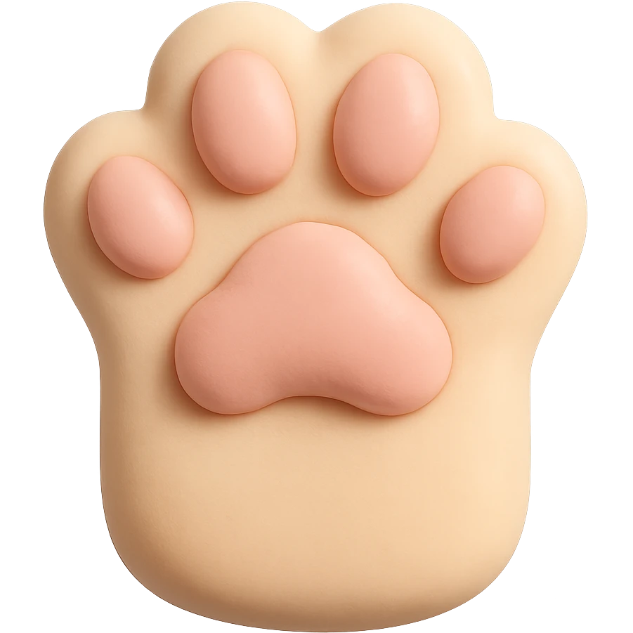 cat paw, smooth and pastel, edible look emoji