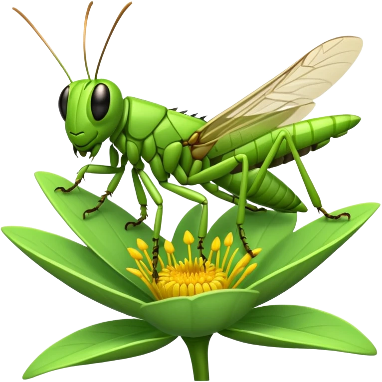 
grasshopper on flower emoji