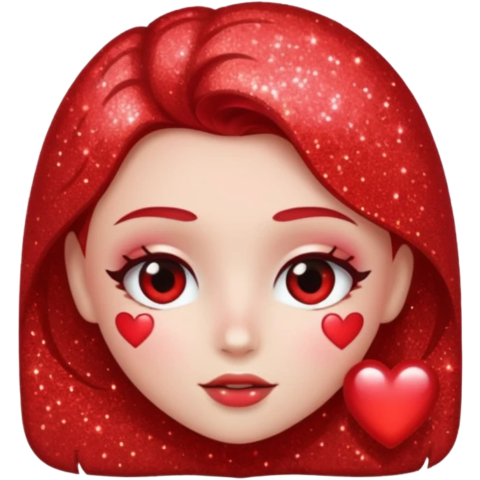 glitter heart, blushing face emoji