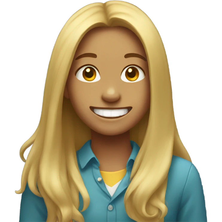 smiling girl with long hair and gold teeth  emoji