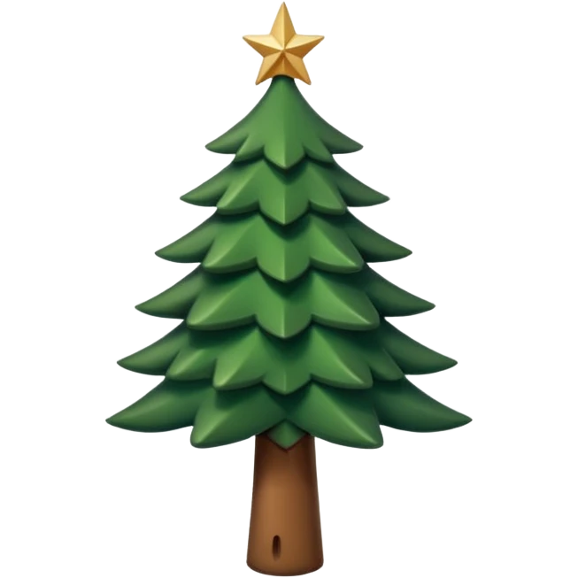 Un emoji représentant un petit sapin stylisé, sans bouche, avec deux grands yeux de biche brillants couleur cannelle. Style minimaliste, mignon et expressif, comme un sticker ou un emoji moderne. Fond parfaitement transparent, haute qualité, bien centré. emoji