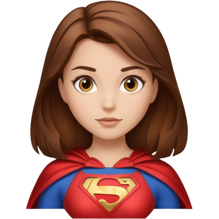 fille superheros cheveux bruns long et lisse emoji
