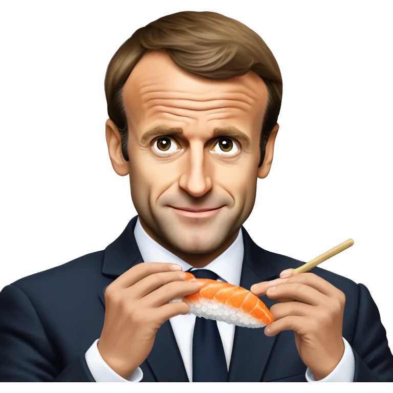 Emmanuel Macron qui mange des sushis emoji