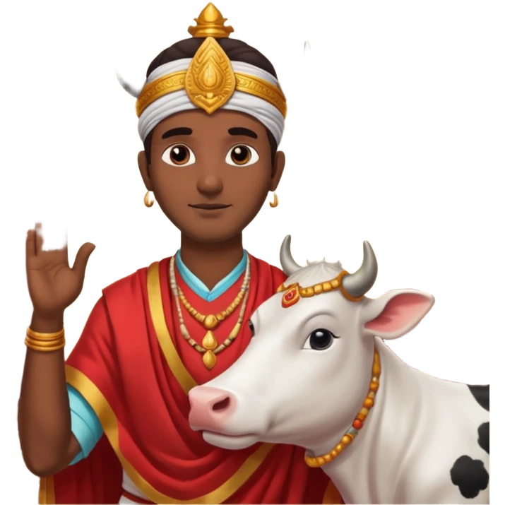 Indian man worshipping cow emoji