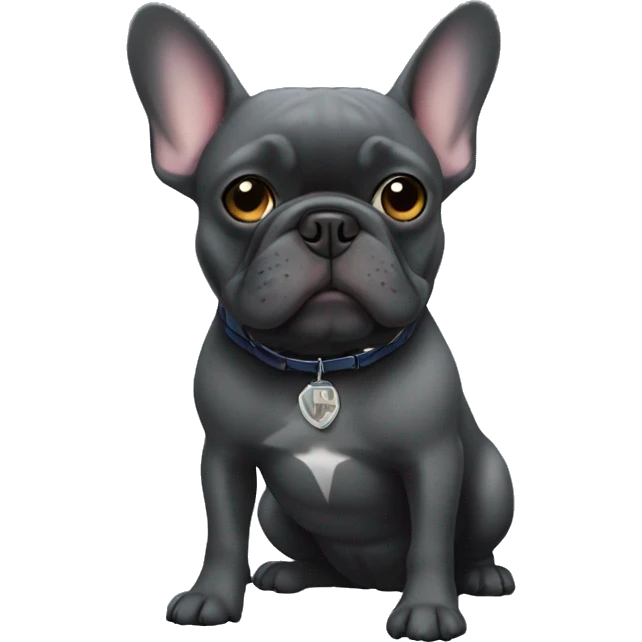 dark gray french bulldog with lex luthor  emoji