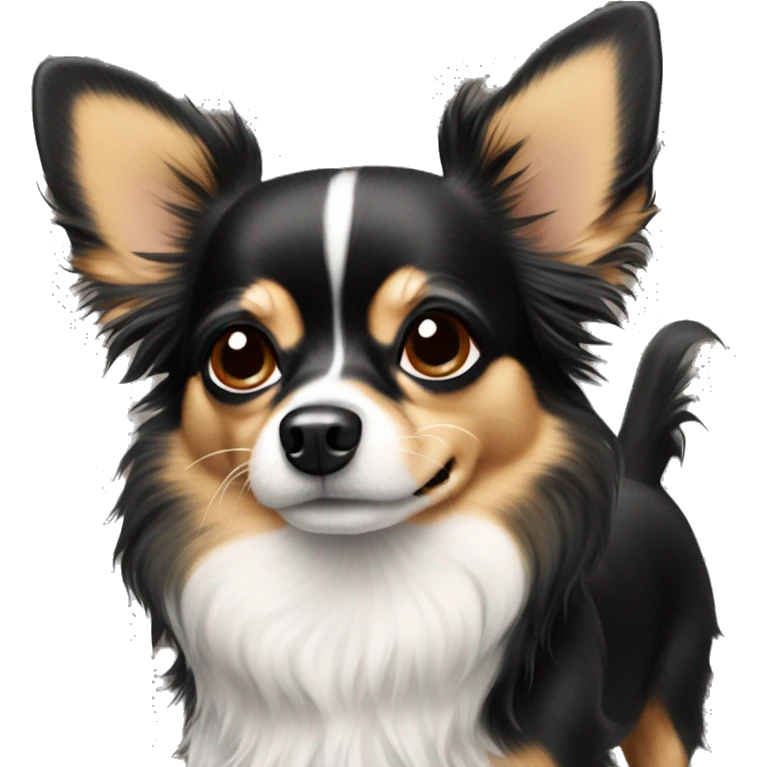 Chihuahua wiener dog fluffy black white and tan emoji