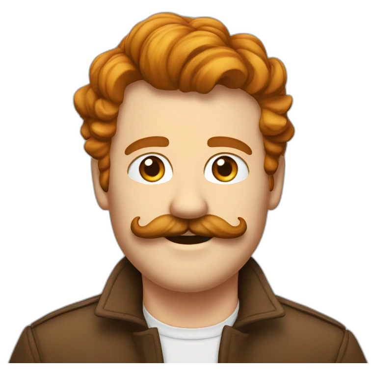 Homme blanc roux  bouclé mulet moustache emoji