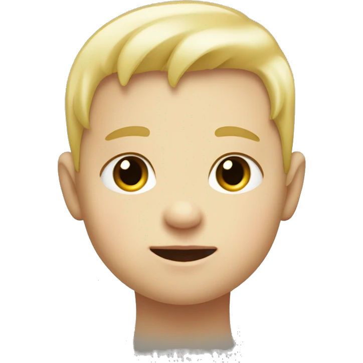 a white blond baby with a straight face side eyeing facing the left so that i can say half of his face  with his eyes wide open emoji
