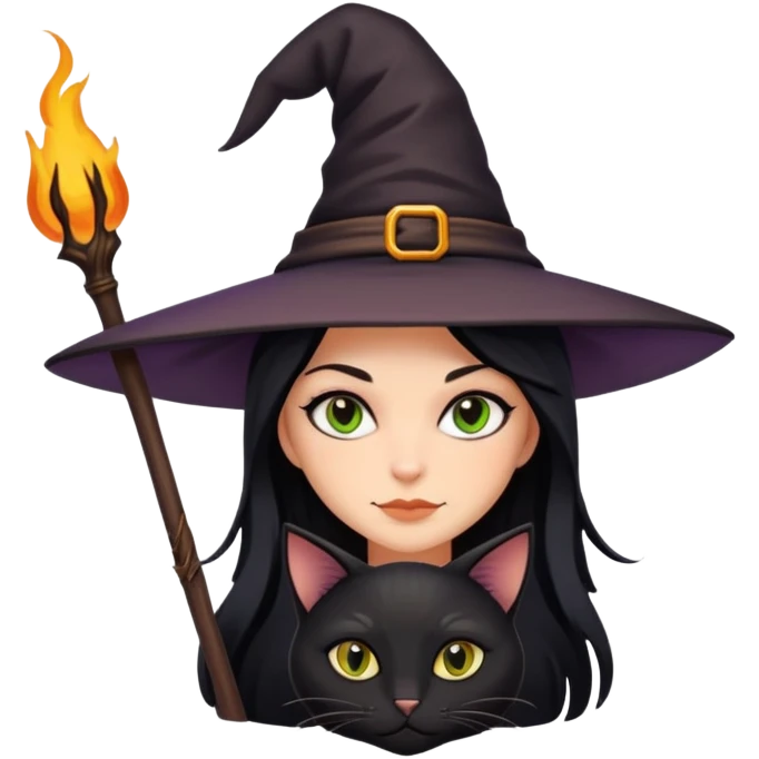 Witch with cat companion emoji