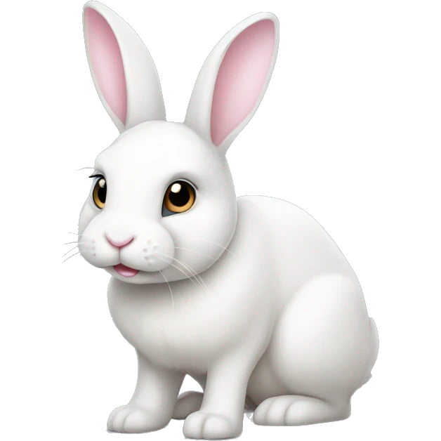A cute white bunny with a light pink nose emoji