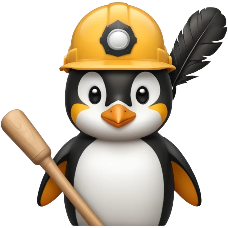 Penguin Construction Worker with baseball bat emoji