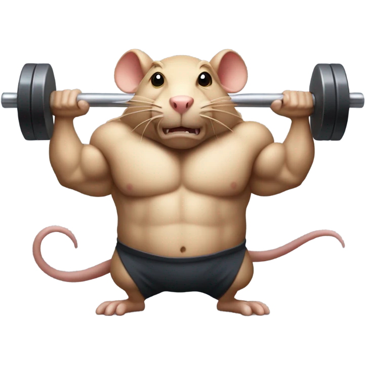 a muscular rat lifting a heavy barbell emoji