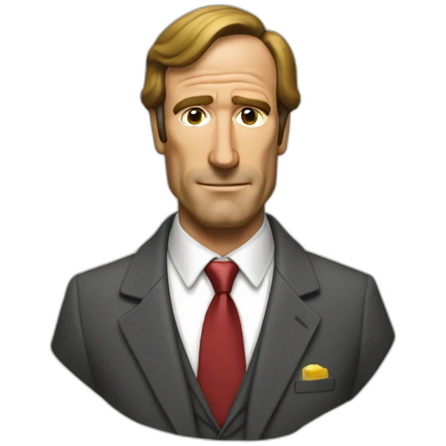 Saul Goodman with his classic ear pice and his icon is pose emoji