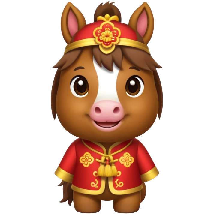 cute horse wearing a chinese new year costume emoji