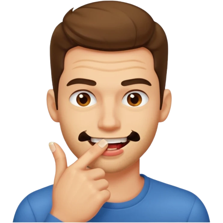 zesty guy biting nail while smirking emoji